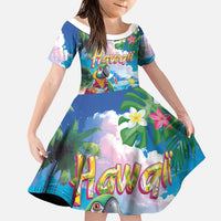Hawaii Cocktails Family Matching Puletasi and Hawaiian Shirt Parrot with Cute Beach Landscape and Tropical Plants LT03 Daughter's Dress Pastel - Polynesian Pride