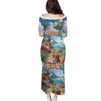 Hawaii Cocktails Family Matching Puletasi and Hawaiian Shirt Parrot with Cute Beach Landscape and Tropical Plants LT03 - Polynesian Pride