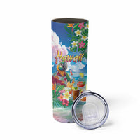 Hawaii Cocktails Skinny Tumbler Parrot with Cute Beach Landscape and Tropical Plants LT03 - Polynesian Pride