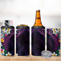Hawaiian Plumeria-Polynesian Art Tattoo Mauve Color 4 in 1 Can Cooler Tumbler LT03 - Polynesian Pride