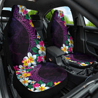 Hawaiian Plumeria-Polynesian Art Tattoo Mauve Color Car Seat Cover LT03 One Size Purple - Polynesian Pride