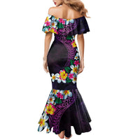 Hawaiian Plumeria-Polynesian Art Tattoo Mauve Color Family Matching Mermaid Dress and Hawaiian Shirt LT03 - Polynesian Pride