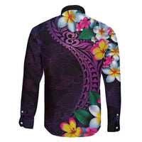 Hawaiian Plumeria-Polynesian Art Tattoo Mauve Color Family Matching Off Shoulder Maxi Dress and Hawaiian Shirt LT03 - Polynesian Pride