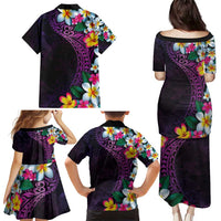 Hawaiian Plumeria-Polynesian Art Tattoo Mauve Color Family Matching Puletasi and Hawaiian Shirt LT03 - Polynesian Pride