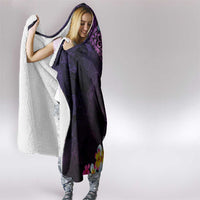 Hawaiian Plumeria-Polynesian Art Tattoo Mauve Color Hooded Blanket