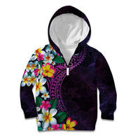 Hawaiian Plumeria-Polynesian Art Tattoo Mauve Color Kid Hoodie LT03 Zip Hoodie Purple - Polynesian Pride