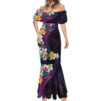 Hawaiian Plumeria-Polynesian Art Tattoo Mauve Color Mermaid Dress LT03 - Polynesian Pride