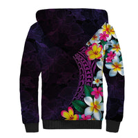 Hawaiian Plumeria-Polynesian Art Tattoo Mauve Color Sherpa Hoodie LT03 - Polynesian Pride