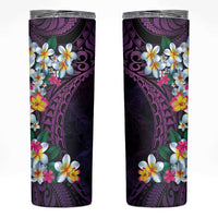 Hawaiian Plumeria-Polynesian Art Tattoo Mauve Color Skinny Tumbler LT03 Purple - Polynesian Pride