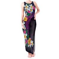 Hawaiian Plumeria-Polynesian Art Tattoo Mauve Color Tank Maxi Dress LT03 Women Purple - Polynesian Pride