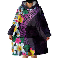 Hawaiian Plumeria-Polynesian Art Tattoo Mauve Color Wearable Blanket Hoodie LT03 - Polynesian Pride