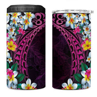 Hawaiian Plumeria-Polynesian Art Tattoo Plum Pink Color 4 in 1 Can Cooler Tumbler LT03 One Size: 16 oz Pink - Polynesian Pride