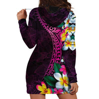 Hawaiian Plumeria-Polynesian Art Tattoo Plum Pink Color Hoodie Dress LT03 - Polynesian Pride