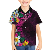Hawaiian Plumeria-Polynesian Art Tattoo Plum Pink Color Kid Hawaiian Shirt LT03 Kid Pink - Polynesian Pride
