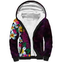 Hawaiian Plumeria-Polynesian Art Tattoo Plum Pink Color Sherpa Hoodie LT03 Unisex Pink - Polynesian Pride