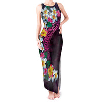 Hawaiian Plumeria-Polynesian Art Tattoo Plum Pink Color Tank Maxi Dress LT03 Women Pink - Polynesian Pride