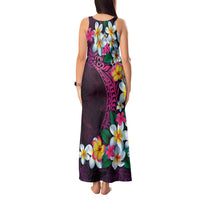 Hawaiian Plumeria-Polynesian Art Tattoo Plum Pink Color Tank Maxi Dress LT03 - Polynesian Pride