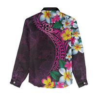 Hawaiian Plumeria-Polynesian Art Tattoo Plum Pink Color Women Casual Shirt LT03 - Polynesian Pride