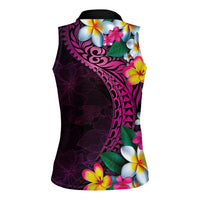 Hawaiian Plumeria-Polynesian Art Tattoo Plum Pink Color Women Sleeveless Polo Shirt LT03 - Polynesian Pride