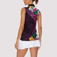 Hawaiian Plumeria-Polynesian Art Tattoo Plum Pink Color Women Sleeveless Polo Shirt LT03 - Polynesian Pride