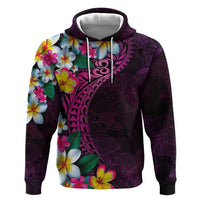 Hawaiian Plumeria-Polynesian Art Tattoo Plum Pink Color Zip Hoodie LT03 Pullover Hoodie Pink - Polynesian Pride