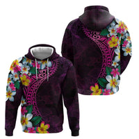 Hawaiian Plumeria-Polynesian Art Tattoo Plum Pink Color Zip Hoodie LT03 - Polynesian Pride