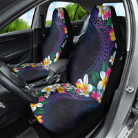 Hawaiian Plumeria-Polynesian Art Tattoo Frosted Blue Violet Color Car Seat Cover LT03 - Polynesian Pride