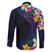 Hawaiian Plumeria-Polynesian Art Tattoo Frosted Blue Violet Color Family Matching Summer Maxi Dress and Hawaiian Shirt LT03 - Polynesian Pride