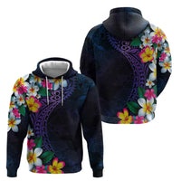 Hawaiian Plumeria-Polynesian Art Tattoo Frosted Blue Violet Color Hoodie LT03 - Polynesian Pride