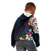 Hawaiian Plumeria-Polynesian Art Tattoo Frosted Blue Violet Color Kid Hoodie LT03 - Polynesian Pride