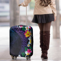 Hawaiian Plumeria-Polynesian Art Tattoo Frosted Blue Violet Color Luggage Cover LT03 - Polynesian Pride