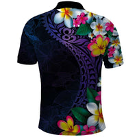 Hawaiian Plumeria-Polynesian Art Tattoo Frosted Blue Violet Color Polo Shirt LT03 - Polynesian Pride