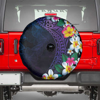 Hawaiian Plumeria-Polynesian Art Tattoo Frosted Blue Violet Color Spare Tire Cover LT03 - Polynesian Pride