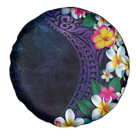 Hawaiian Plumeria-Polynesian Art Tattoo Frosted Blue Violet Color Spare Tire Cover LT03 - Polynesian Pride