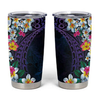 Hawaiian Plumeria-Polynesian Art Tattoo Frosted Blue Violet Color Tumbler Cup LT03 Blue - Polynesian Pride
