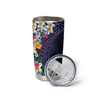 Hawaiian Plumeria-Polynesian Art Tattoo Frosted Blue Violet Color Tumbler Cup LT03 - Polynesian Pride