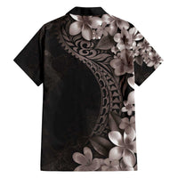 Hawaiian Plumeria-Polynesian Art Tattoo Grayscale Color Family Matching Off The Shoulder Long Sleeve Dress and Hawaiian Shirt LT03 - Polynesian Pride