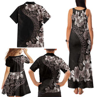 Hawaiian Plumeria-Polynesian Art Tattoo Grayscale Color Family Matching Tank Maxi Dress and Hawaiian Shirt LT03 - Polynesian Pride