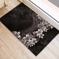 Hawaiian Plumeria-Polynesian Art Tattoo Grayscale Color Rubber Doormat