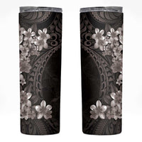Hawaiian Plumeria-Polynesian Art Tattoo Grayscale Color Skinny Tumbler LT03 Gray - Polynesian Pride