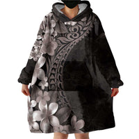 Hawaiian Plumeria-Polynesian Art Tattoo Grayscale Color Wearable Blanket Hoodie LT03 - Polynesian Pride