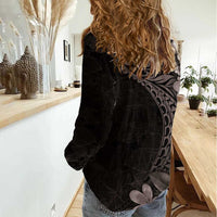 Hawaiian Plumeria-Polynesian Art Tattoo Grayscale Color Women Casual Shirt LT03 - Polynesian Pride