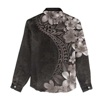 Hawaiian Plumeria-Polynesian Art Tattoo Grayscale Color Women Casual Shirt LT03 - Polynesian Pride