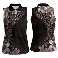 Hawaiian Plumeria-Polynesian Art Tattoo Grayscale Color Women Sleeveless Polo Shirt LT03 - Polynesian Pride