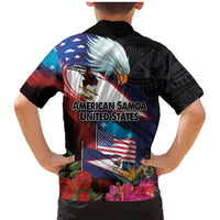 American Samoa and United States Together Family Matching Mermaid Dress and Hawaiian Shirt National Flag with Eagle-Hibiscus and Rose LT03 - Polynesian Pride
