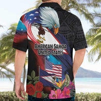 American Samoa and United States Together Hawaiian Shirt National Flag with Eagle-Hibiscus and Rose LT03 - Polynesian Pride