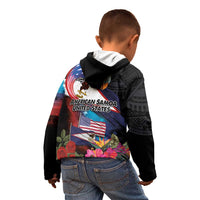 American Samoa and United States Together Kid Hoodie National Flag with Eagle-Hibiscus and Rose LT03 - Polynesian Pride