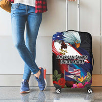American Samoa and United States Together Luggage Cover National Flag with Eagle-Hibiscus and Rose LT03 - Polynesian Pride