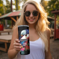 American Samoa and United States Together Skinny Tumbler National Flag with Eagle-Hibiscus and Rose LT03 - Polynesian Pride