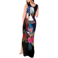 American Samoa and United States Together Tank Maxi Dress National Flag with Eagle-Hibiscus and Rose LT03 - Polynesian Pride